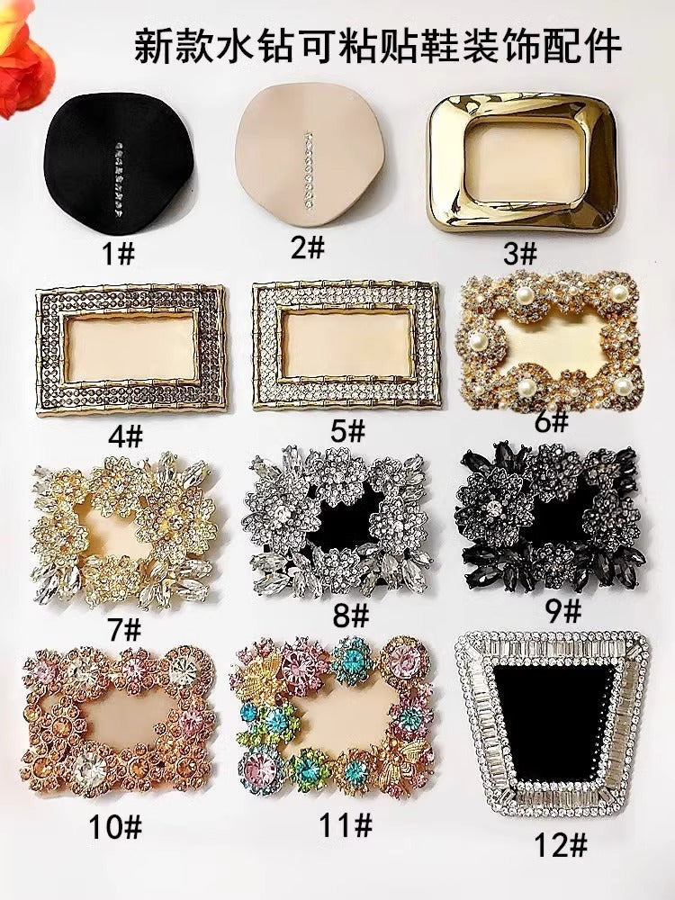 Wholesale Custom Large Rhinestone Buckles Crystal Shoe Clip Brooch with Floral Decorations for Shoes-58