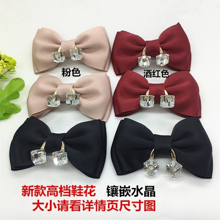 High-end diamond-studded bow shoe buckle-158