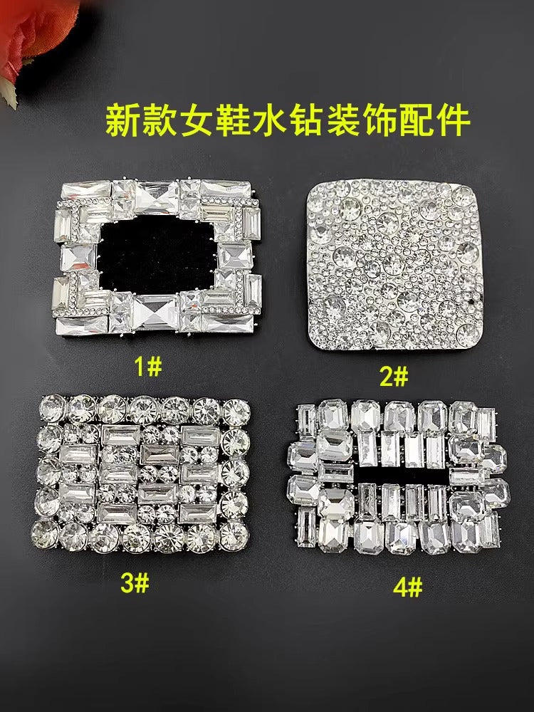 2025 Rhinestones Glass square Shoe Decoration Accessories Bows Buckle Metal for Shoe Clips Wedding-39
