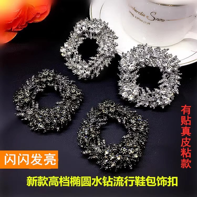 Gun Black Rhinestone Shoe Buckles Wholesale for Women Shoes Clip Embellishment Silver Decoration Accessories-79