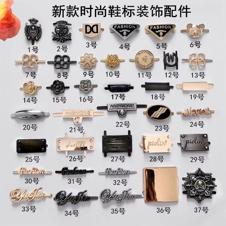 Women's Shoes with Decorative Metal Shoe Label Accessories Upper Shoe Buckle Hook-2