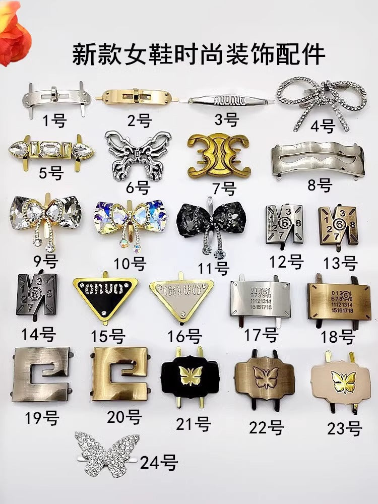 Women's Shoes with Decorative Metal Shoe Label Accessories Upper Shoe Buckle Hook-30