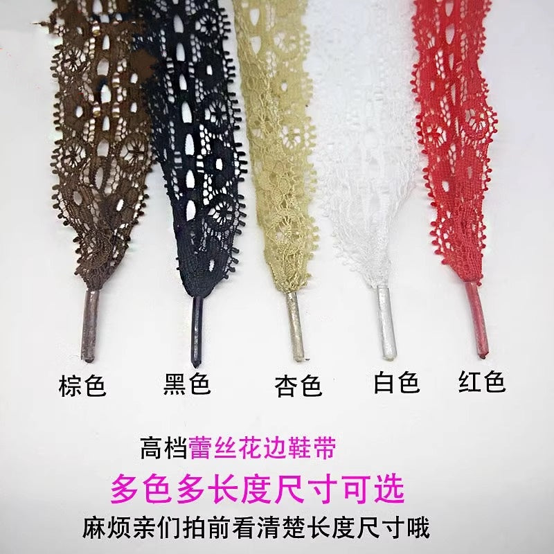Lace Lace Shoelaces 3cm Width 60-120cm Flat Shoe Laces White Black Flat Shoelaces Shoes-84