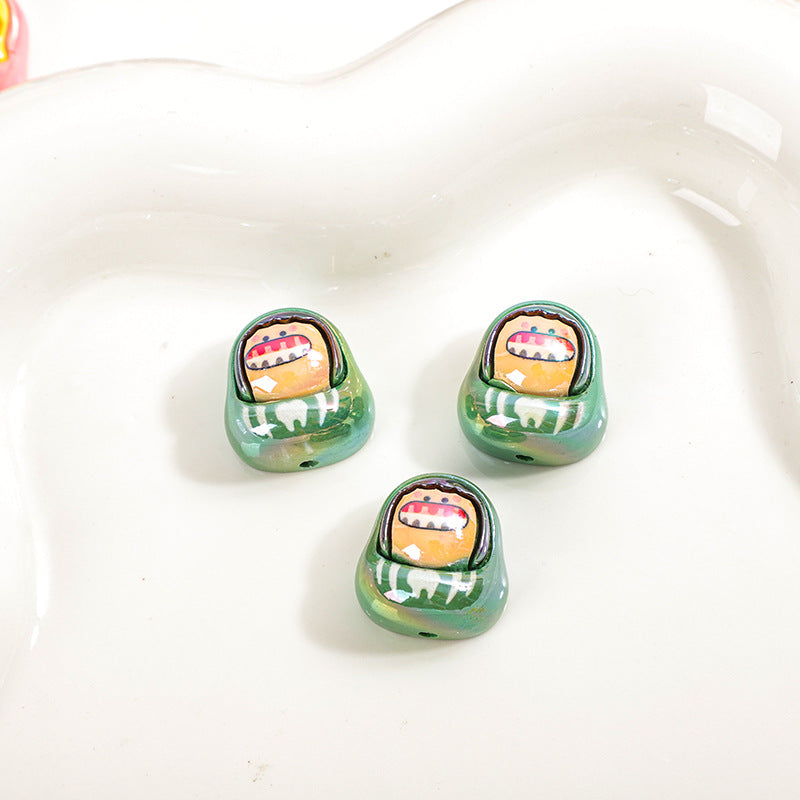 22.5*21.5*12mm Custom New Acrylic Drip Oil Hand PaintCartoon Shape Large Hole Loose Clear Plastic Beads for Jewelry Bracelet Keychain Making -2