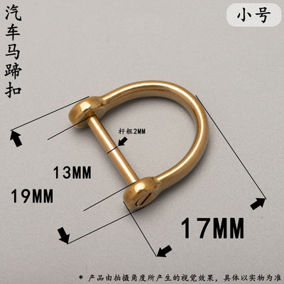 Fashion Detachable Solid Brass Carabiner Dee Ring Screw Webbing Bag Buckles DIY D Ring Welded Gold-2