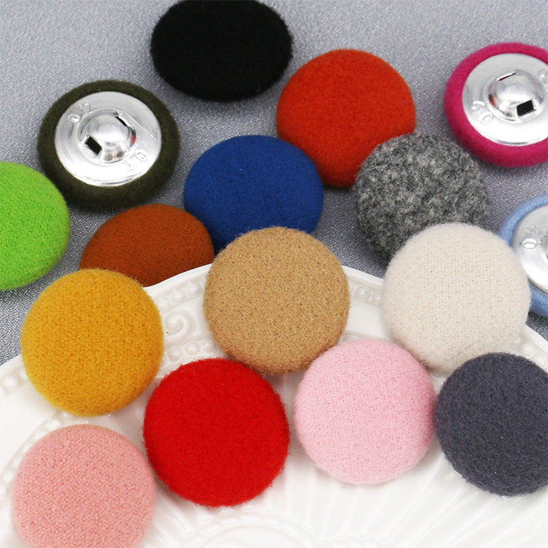 Factory Wholesale Round Colorful Coat Placket Woolen Cashmere Coat Down Flannel Buttons Fabric Covered Button-20