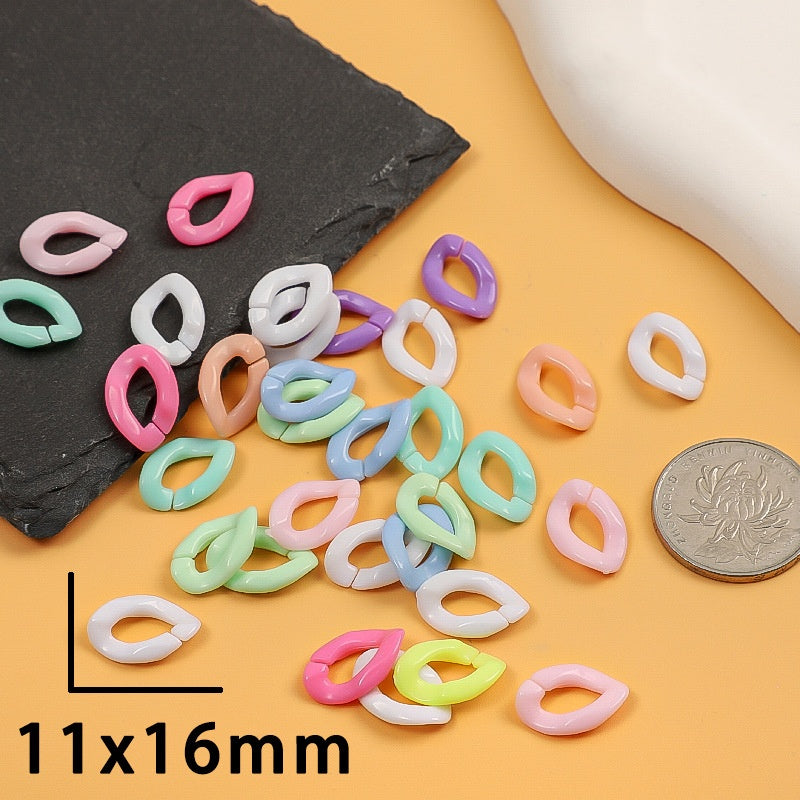 11*16mm Wholesale Colorful Mixed Color Linking Rings Curb Twist Chains Acrylic beads Plastic DIY Chain For Handbag Accessories -20