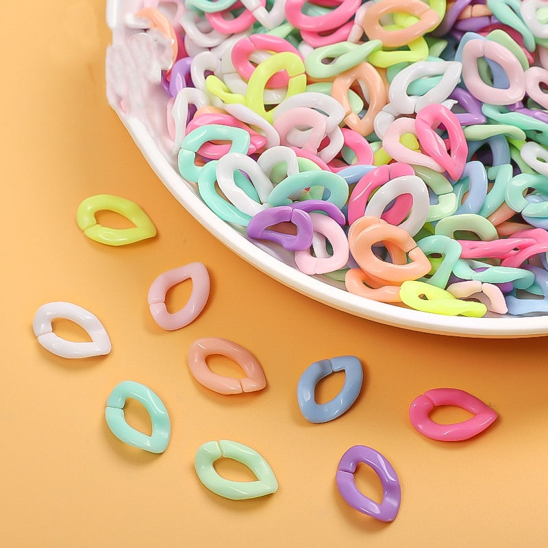 11*16mm Wholesale Colorful Mixed Color Linking Rings Curb Twist Chains Acrylic beads Plastic DIY Chain For Handbag Accessories -20