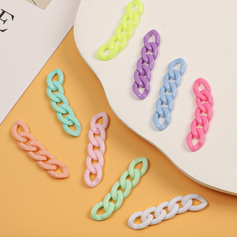 11*16mm Wholesale Colorful Mixed Color Linking Rings Curb Twist Chains Acrylic beads Plastic DIY Chain For Handbag Accessories -20