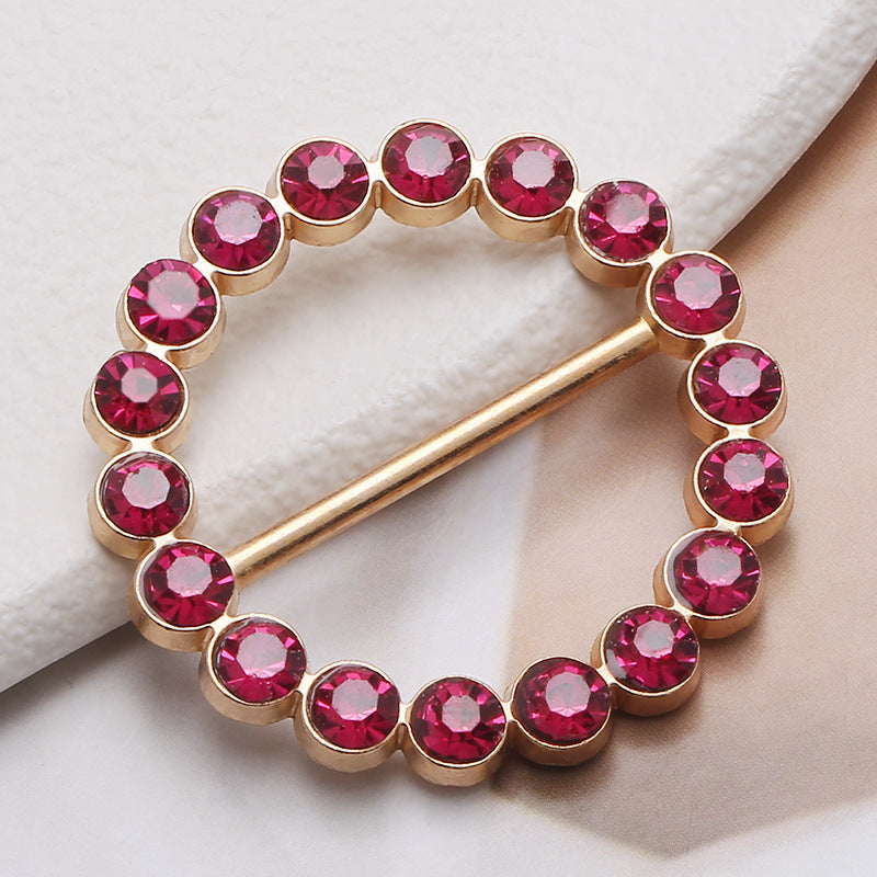 Fashion Metal Round T-Shirt Clips Buckle Rings Clip Clothes Clip Rings Lady Silk Scarf Tie Ring With Rhinestone-203
