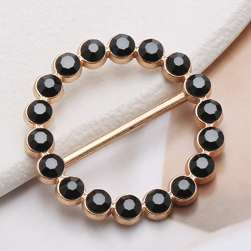 Fashion Metal Round T-Shirt Clips Buckle Rings Clip Clothes Clip Rings Lady Silk Scarf Tie Ring With Rhinestone-203