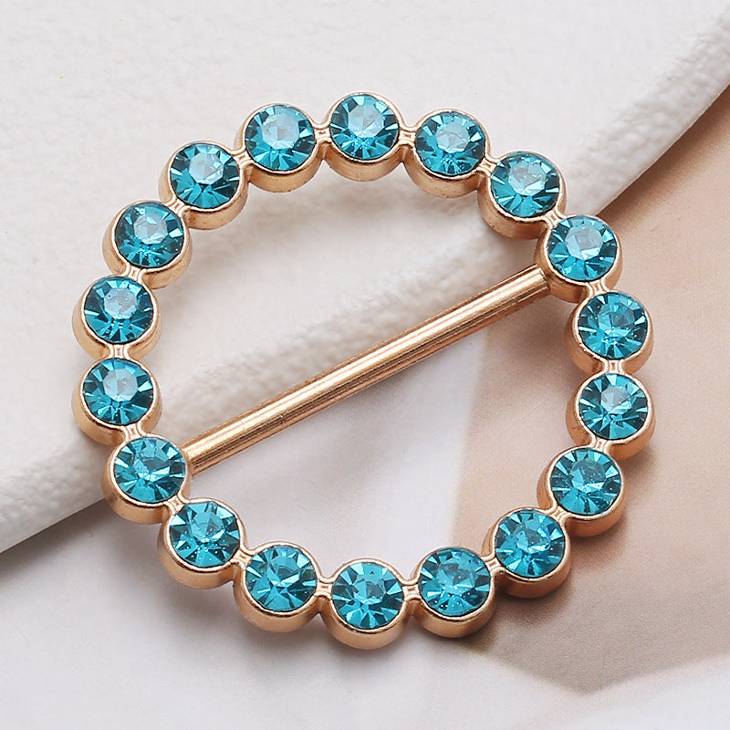 Fashion Metal Round T-Shirt Clips Buckle Rings Clip Clothes Clip Rings Lady Silk Scarf Tie Ring With Rhinestone-203