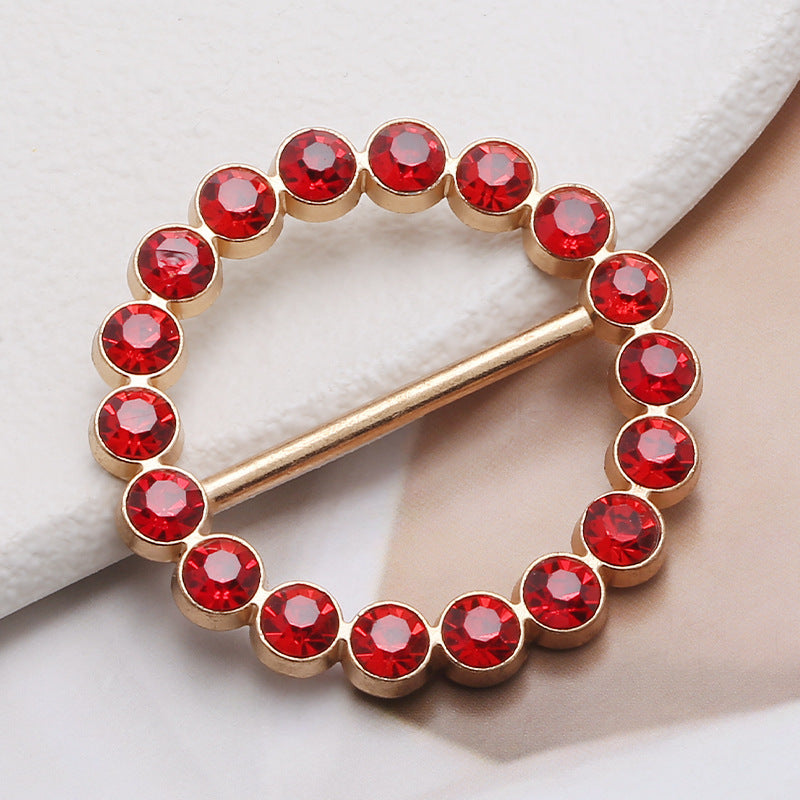 Fashion Metal Round T-Shirt Clips Buckle Rings Clip Clothes Clip Rings Lady Silk Scarf Tie Ring With Rhinestone-203