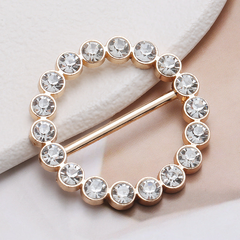 Fashion Metal Round T-Shirt Clips Buckle Rings Clip Clothes Clip Rings Lady Silk Scarf Tie Ring With Rhinestone-203