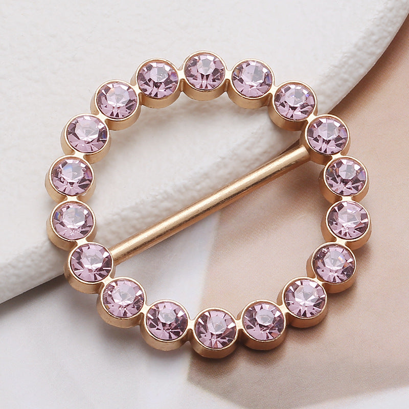 Fashion Metal Round T-Shirt Clips Buckle Rings Clip Clothes Clip Rings Lady Silk Scarf Tie Ring With Rhinestone-203