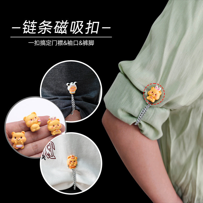 Luxury Fashion No Sew Adjustable Magnetic Pant Button Hijab Magnet Button With Metal Chain-204