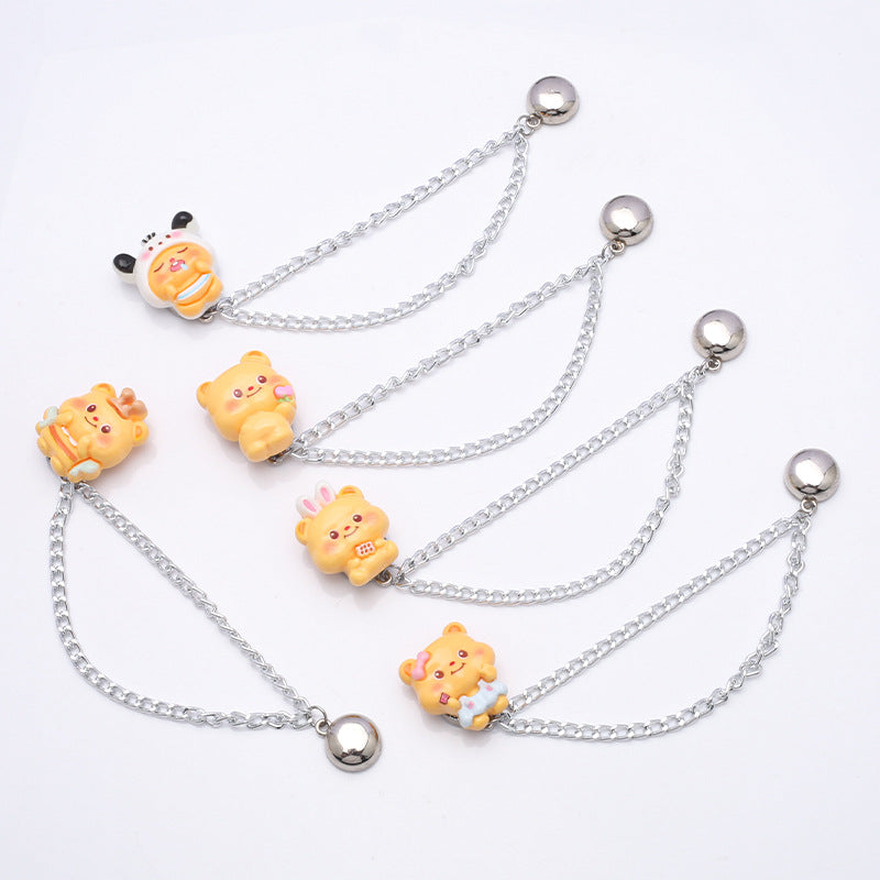 Luxury Fashion No Sew Adjustable Magnetic Pant Button Hijab Magnet Button With Metal Chain-204