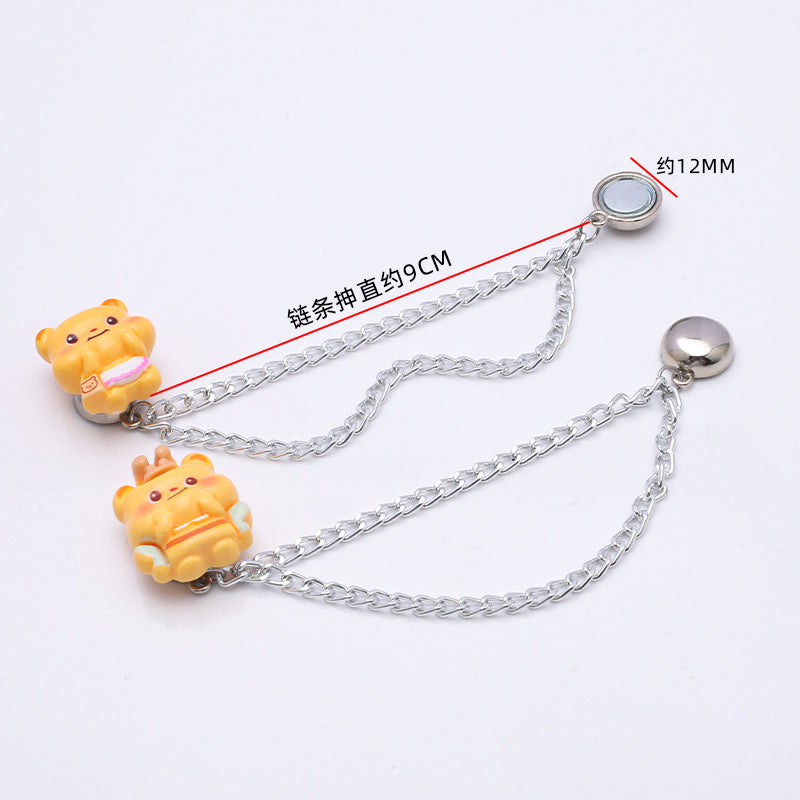 Luxury Fashion No Sew Adjustable Magnetic Pant Button Hijab Magnet Button With Metal Chain-204