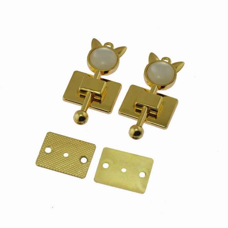 new style metal decorative lock for handbags lovely cat lock with diamonds wholesale - 206