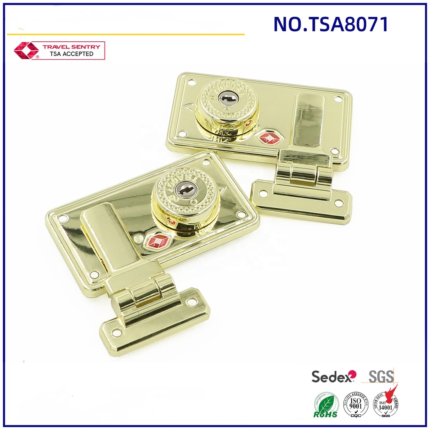 TSA Patent approved TSA high-quality zinc alloy high-end luggage lock fashion hardware accessories key lock customs lock-21