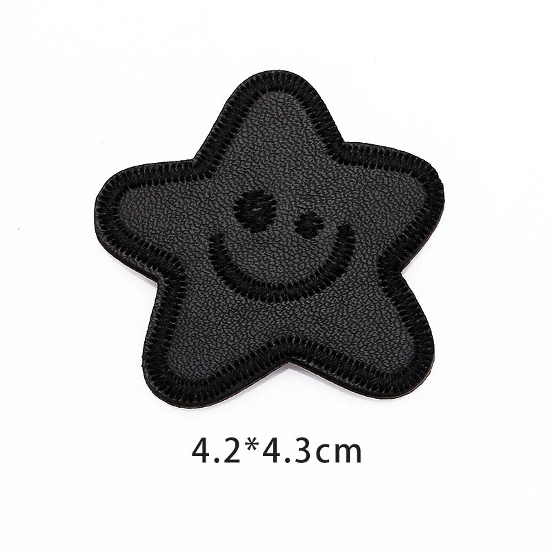 The new hot black leather embroidery patches sublimation wholesale pu cloth applique custom logo blank leather embroidery patch-21