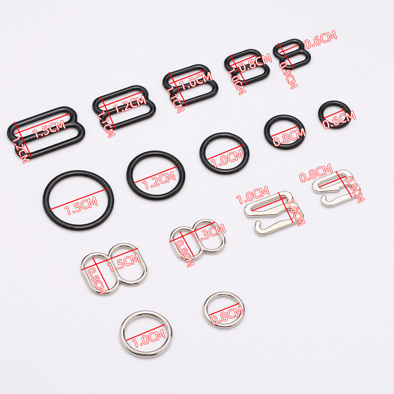 Wholesale Eco-friendly Lingerie Accessories g Hook Clasp Custom Metal Alloy Stainless Steel Bra Rings and Sliders for Swimwear-210