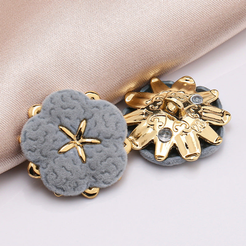 Designer Retro Irregular Shape Glossy Gold Metal Shank Button-216