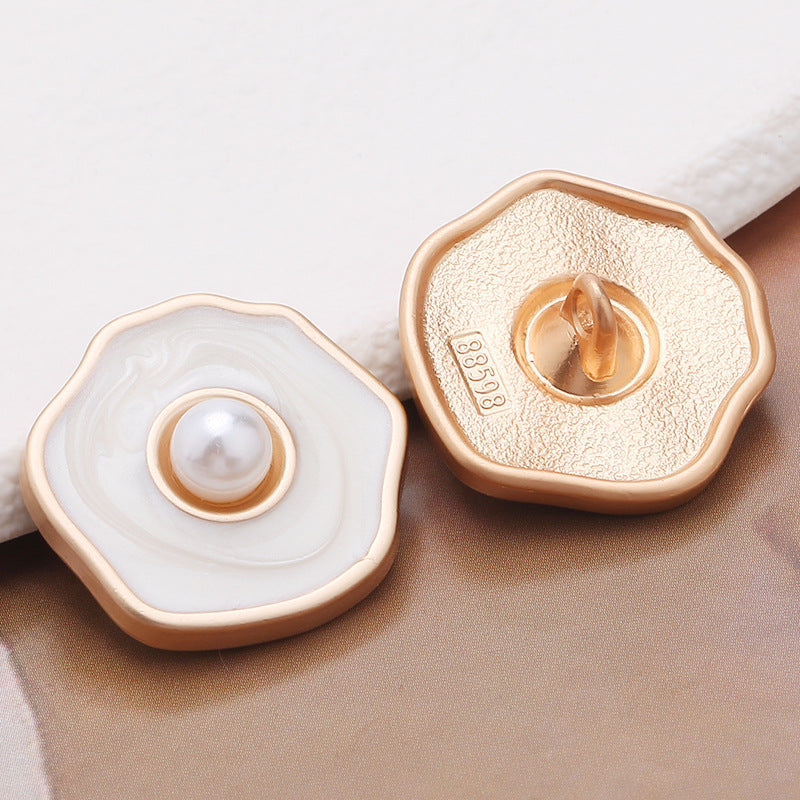 Designer Retro Irregular Shape Glossy Gold Metal Shank Button-216