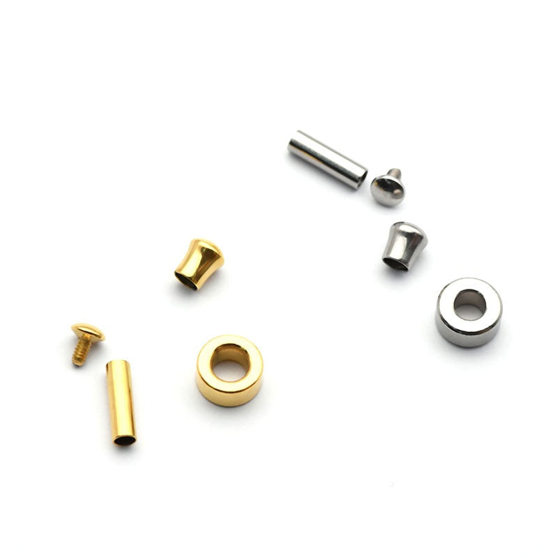 New Stainless Steel Jewelry Findings Components 18k Gold Plated Clasp Four Set Tube Bead End Caps For Cord Rope Bracelet Making-22
