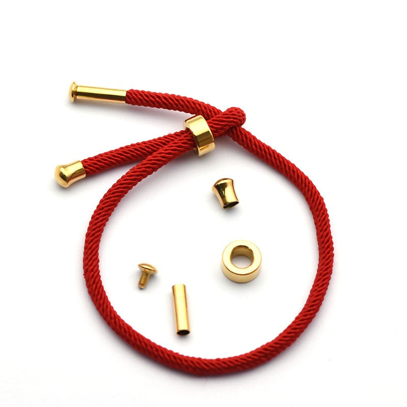 New Stainless Steel Jewelry Findings Components 18k Gold Plated Clasp Four Set Tube Bead End Caps For Cord Rope Bracelet Making-22