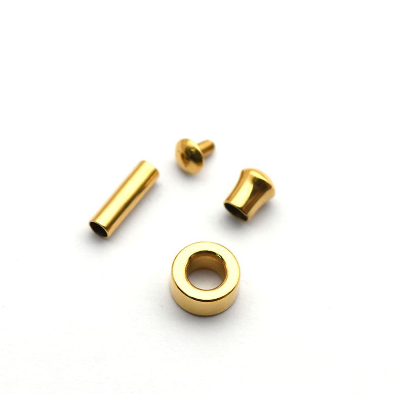 New Stainless Steel Jewelry Findings Components 18k Gold Plated Clasp Four Set Tube Bead End Caps For Cord Rope Bracelet Making-22