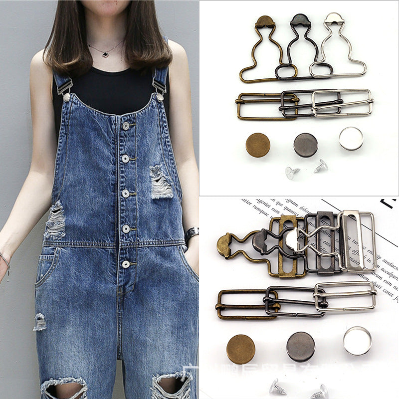 Metal Button Adjust Gourd Clip Overalls DIY Accessory Adjustable Suspenders Buckle Slider and Buttons for Overalls Bib Pants-222