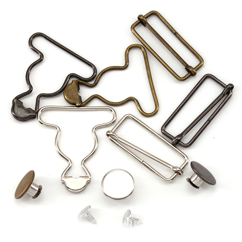 Metal Button Adjust Gourd Clip Overalls DIY Accessory Adjustable Suspenders Buckle Slider and Buttons for Overalls Bib Pants-222
