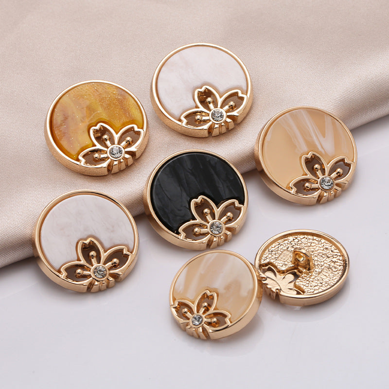 Wholesale Alloy Flat Round Dripping Oil Combination Buttons Hand-stitched Sewing Garment Button for Coat Shirt Decoration-228