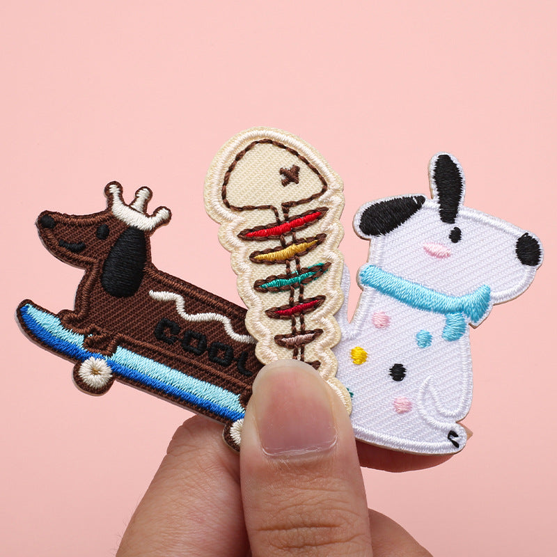 Self-adhesive Embroidered Cute Pink Blue Pet dogs Garment Patches for Diy Accessories Hats Stationery box notebook Custom Patch-23