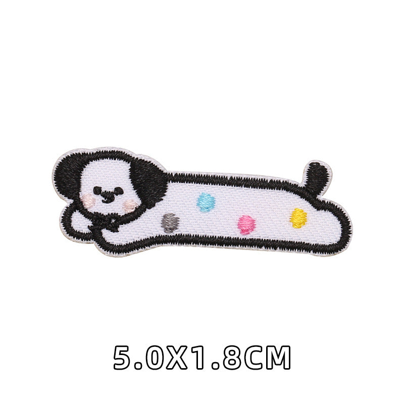 Self-adhesive Embroidered Cute Pink Blue Pet dogs Garment Patches for Diy Accessories Hats Stationery box notebook Custom Patch-23