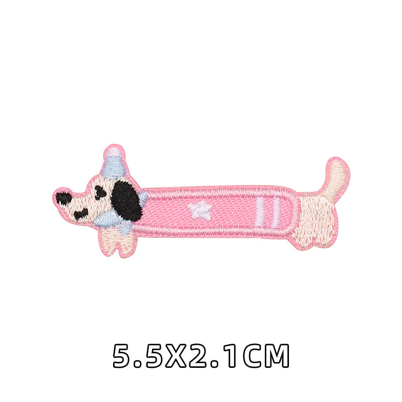 Self-adhesive Embroidered Cute Pink Blue Pet dogs Garment Patches for Diy Accessories Hats Stationery box notebook Custom Patch-23
