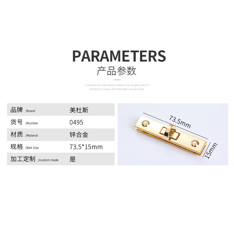 New bag making hardware supplier twist lock bag accessories Rectangle metal turn Lock for bag-23
