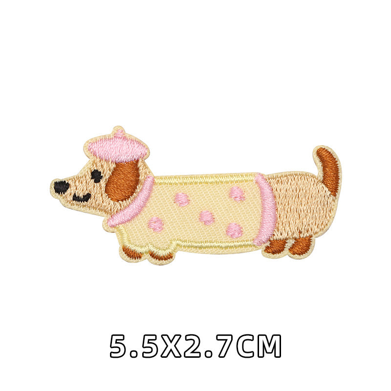 Self-adhesive Embroidered Cute Pink Blue Pet dogs Garment Patches for Diy Accessories Hats Stationery box notebook Custom Patch-23
