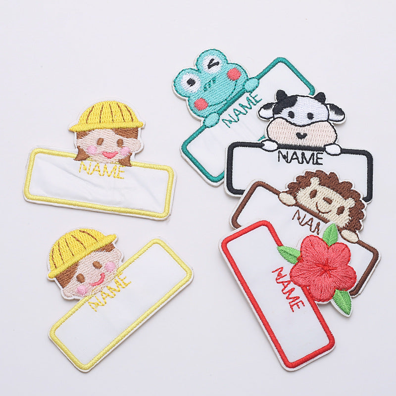 Cartoon cute animal name stickers Iron On Embroidery Patches For DIY Clothing Bag Fabric Cap-243