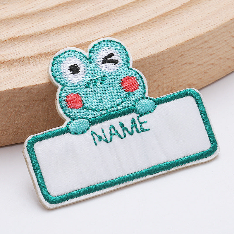 Cartoon cute animal name stickers Iron On Embroidery Patches For DIY Clothing Bag Fabric Cap-243