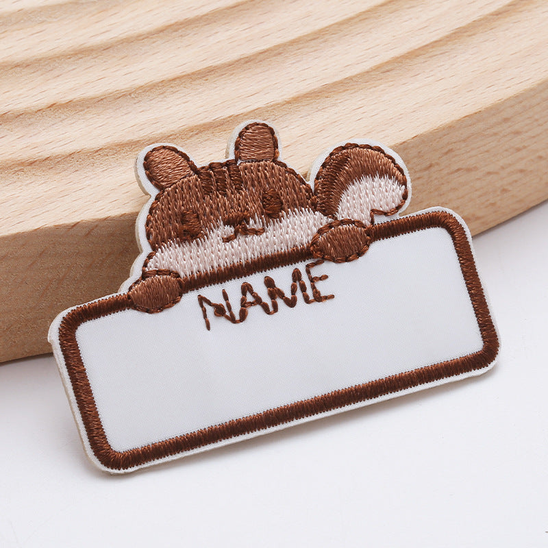 Cartoon cute animal name stickers Iron On Embroidery Patches For DIY Clothing Bag Fabric Cap-243