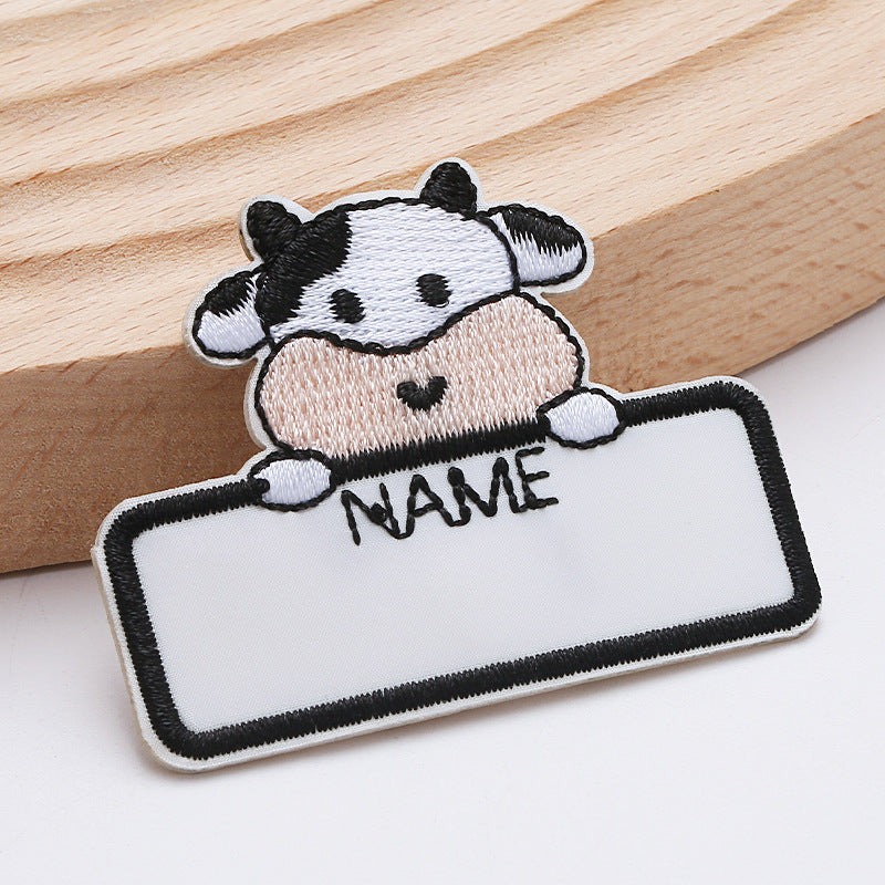 Cartoon cute animal name stickers Iron On Embroidery Patches For DIY Clothing Bag Fabric Cap-243
