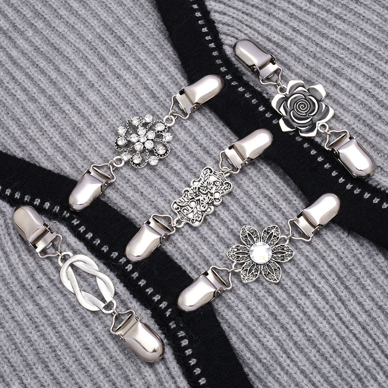 Vintage Sweater Shawl Clips Retro Cardigan Collar Clips Dress Shirt Brooch Clips for Women Girls Wearing-251