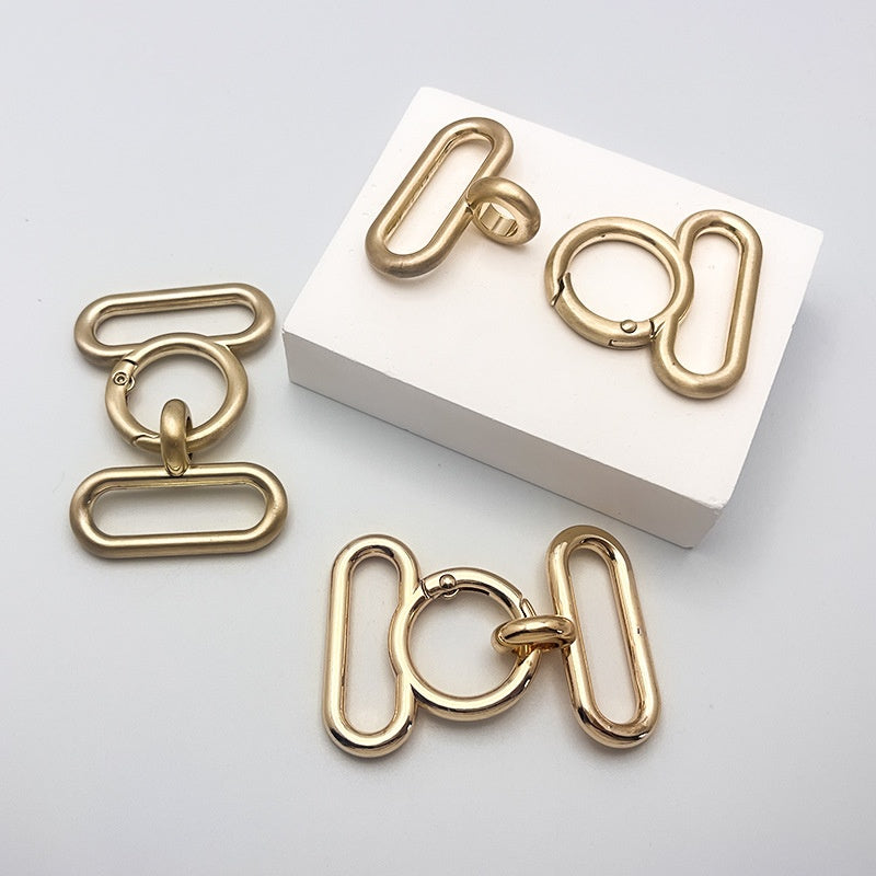 Gold plated Oval ring buckle metal Swivel snap hook spring clip snap dog hook for handbag-26