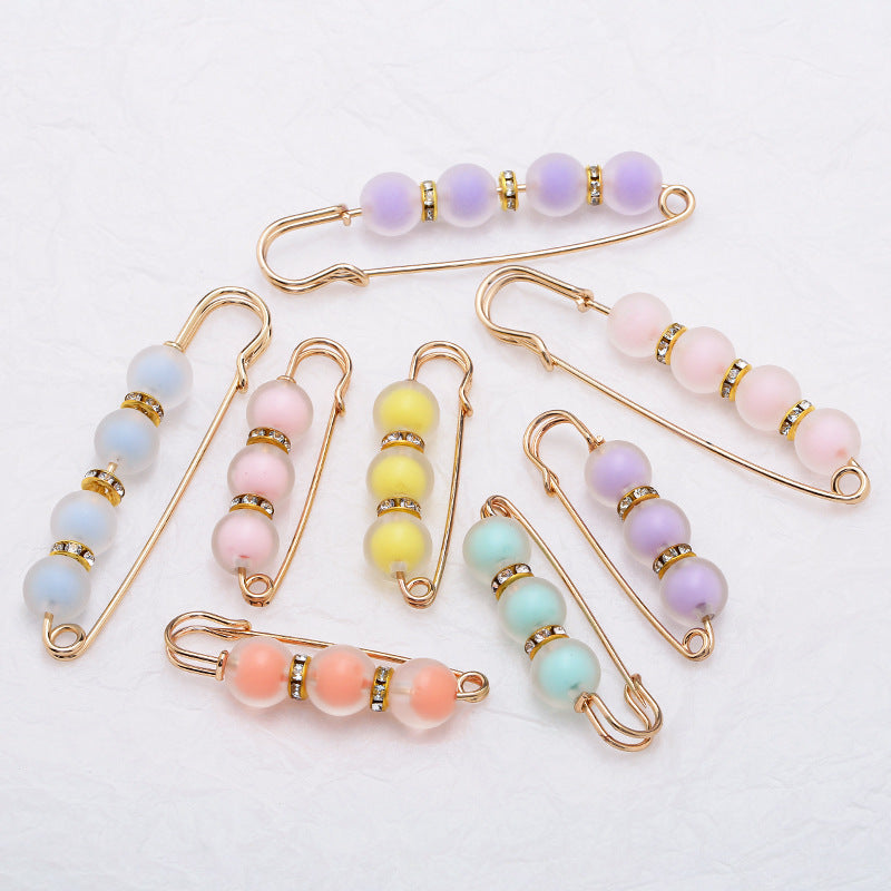 5.5cm 7.7cm Factory wholesale Beaded Brooches Headscarf Women's Accessories Non-slip Hijab Clip Safety Pin Jewelry Brooch-260