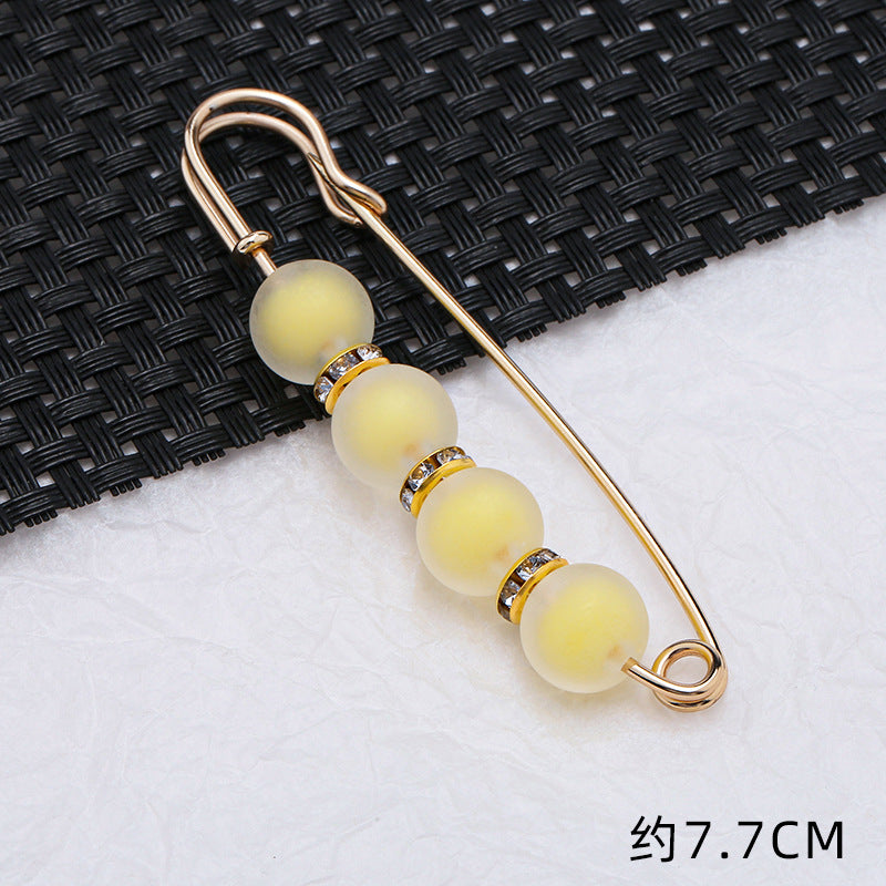 5.5cm 7.7cm Factory wholesale Beaded Brooches Headscarf Women's Accessories Non-slip Hijab Clip Safety Pin Jewelry Brooch-260