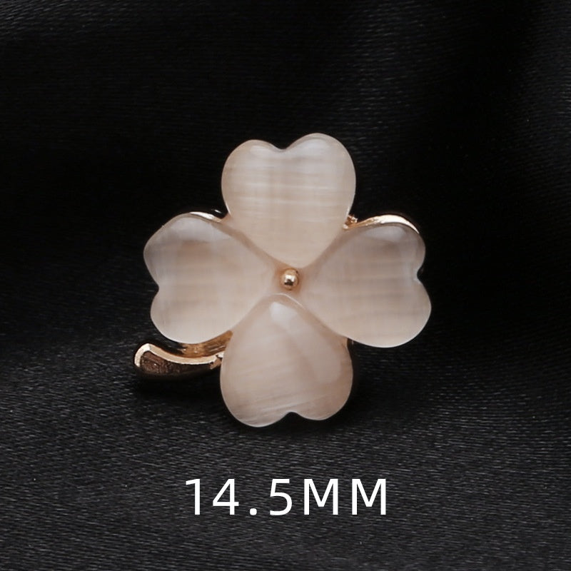 China Wholesale Women Brooches With Rhinestone Lovely Plant Leaf Flower Brooch Opal Four Leaf Clover Lapel Pin Shamrock-266