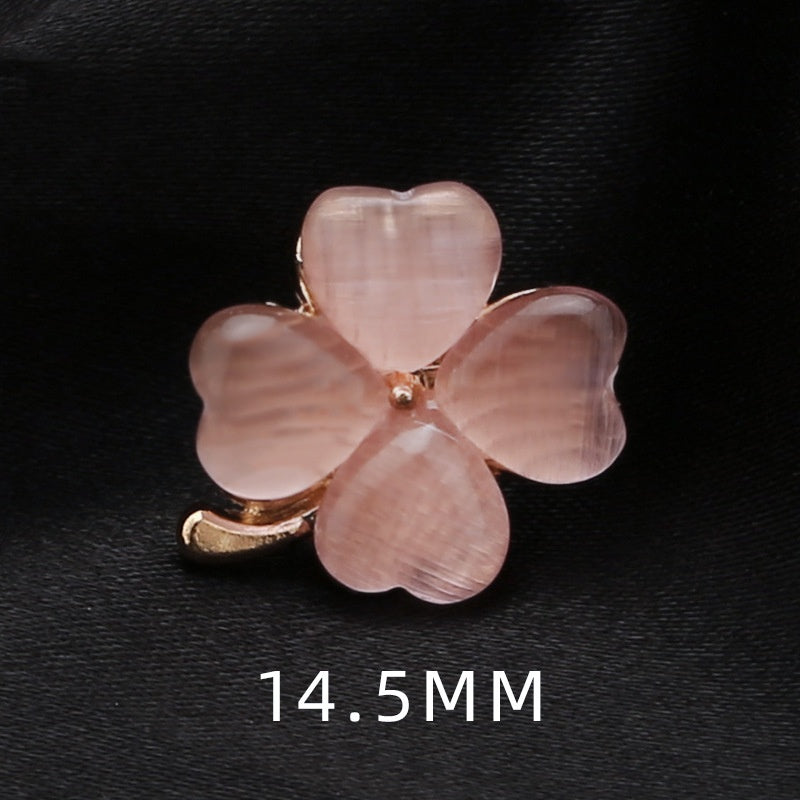 China Wholesale Women Brooches With Rhinestone Lovely Plant Leaf Flower Brooch Opal Four Leaf Clover Lapel Pin Shamrock-266