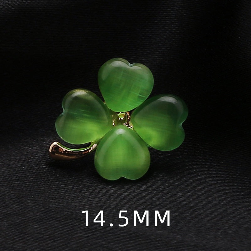 China Wholesale Women Brooches With Rhinestone Lovely Plant Leaf Flower Brooch Opal Four Leaf Clover Lapel Pin Shamrock-266